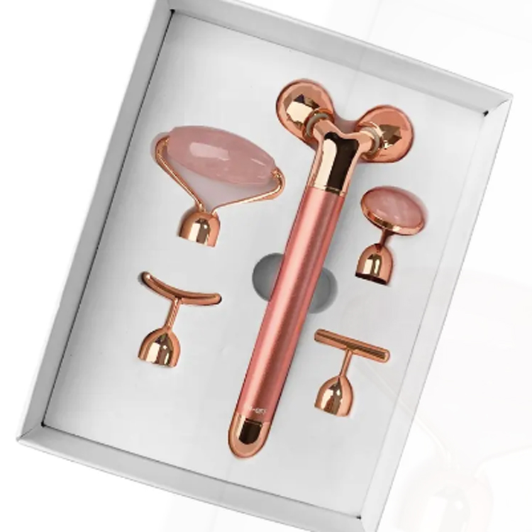 2024 Hot Selling Rose Quartz Vibrating 5 w 1 elektryczny jadeotka rolka