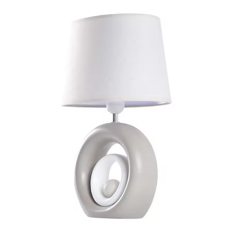 Lampa biurkowa z kamienia wiejskiego, współczesna, ceramiczna