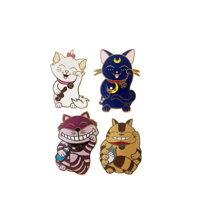 Prezent Pozłacana twarda emalia Cartoon Magnet Metalowa przypinka do klapy