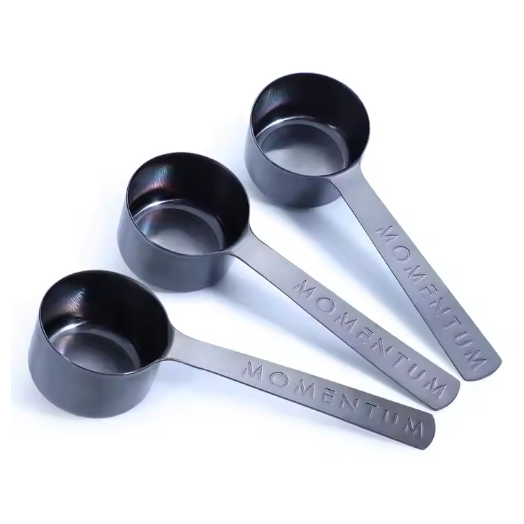 Uchwyt czarny metalowy stal nierdzewna 60 ml Miejsce miarowe łyżka