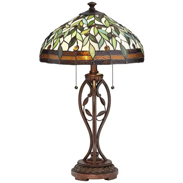 Nordic antyczne luksusowe witraże Vintage lampa biurkowa Tiffany